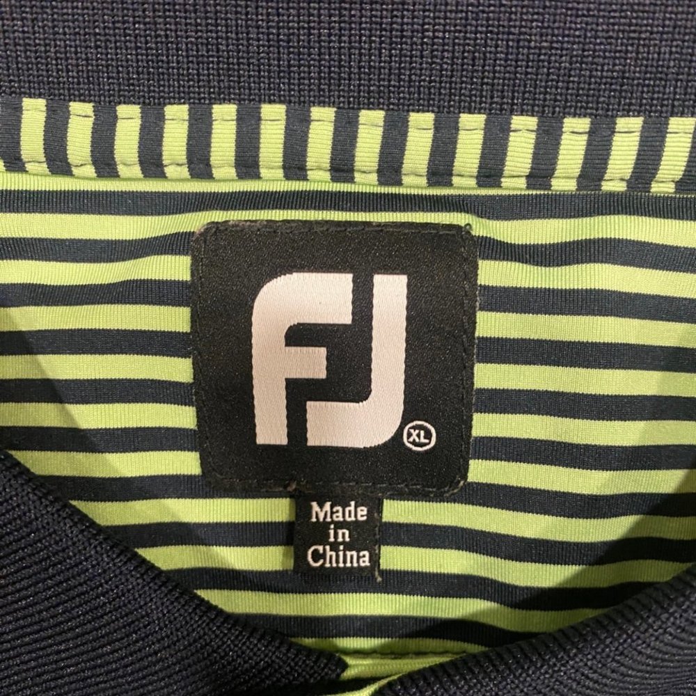 FootJoy FJ Blue Green Bengal Striped Performance Stretch Golf Polo Shirt Mens XL - Picture 4 of 10
